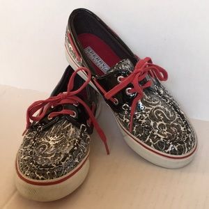 Sperry Top Sider Black&White Sequined Boat Shoes